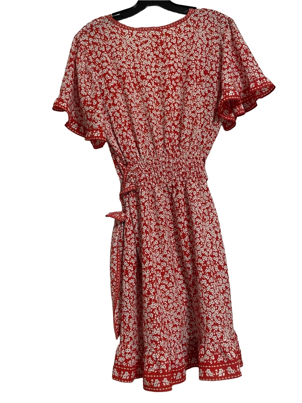 Max Studio Red Floral Dress with Tie Waist - Picture 4 of 6